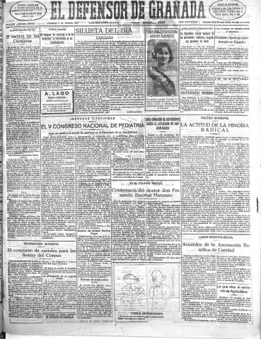 'El Defensor de Granada  : diario político independiente' - Año LIV Número 28612 Ed. Mañana - 1933 Abril 09