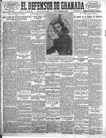 'El Defensor de Granada  : diario político independiente' - Año LIV Número 28617 Ed. Tarde - 1933 Abril 12