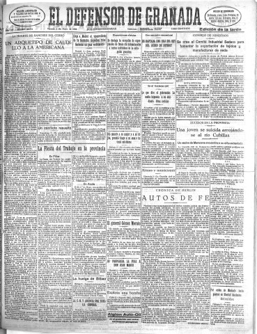 'El Defensor de Granada  : diario político independiente' - Año LIV Número 28652 Ed. Tarde - 1933 Mayo 05
