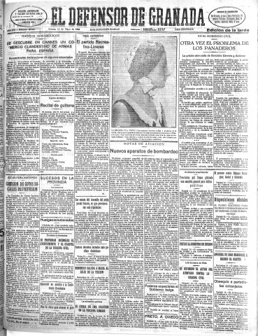 'El Defensor de Granada  : diario político independiente' - Año LIV Número 28666 Ed. Tarde - 1933 Mayo 13