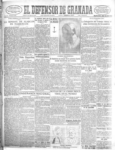 'El Defensor de Granada  : diario político independiente' - Año LIV Número 28670 Ed. Tarde - 1933 Mayo 16