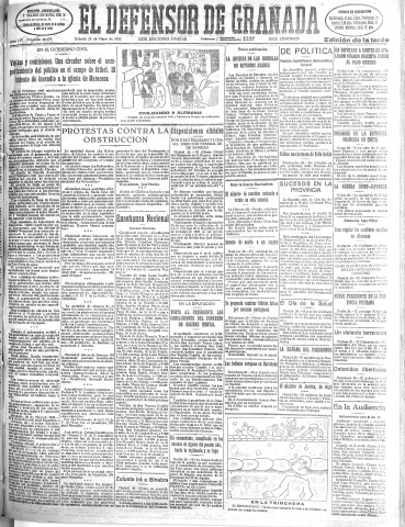 'El Defensor de Granada  : diario político independiente' - Año LIV Número 28678 Ed. Tarde - 1933 Mayo 20