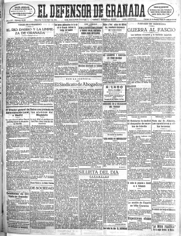 'El Defensor de Granada  : diario político independiente' - Año LIV Número 28683 Ed. Mañana - 1933 Mayo 24