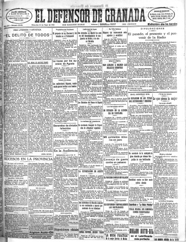 'El Defensor de Granada  : diario político independiente' - Año LIV Número 28684 Ed. Tarde - 1933 Mayo 24