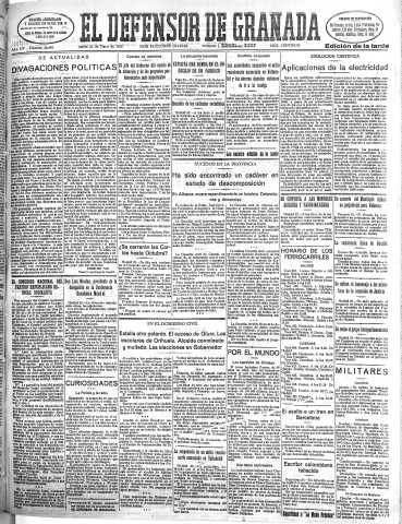 'El Defensor de Granada  : diario político independiente' - Año LIV Número 28686 Ed. Tarde - 1933 Mayo 25