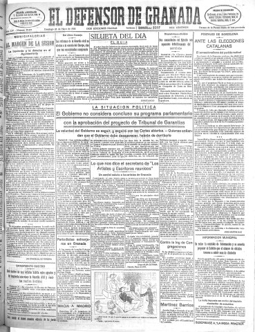 'El Defensor de Granada  : diario político independiente' - Año LIV Número 28691 Ed. Mañana - 1933 Mayo 28