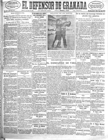 'El Defensor de Granada  : diario político independiente' - Año LIV Número 28692 Ed. Tarde - 1933 Mayo 29