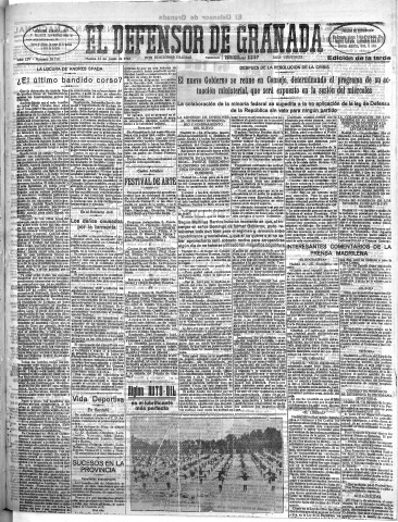'El Defensor de Granada  : diario político independiente' - Año LIV Número 28718 Ed. Tarde - 1933 Junio 13