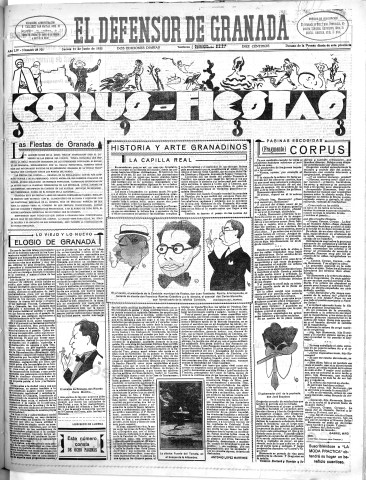 'El Defensor de Granada  : diario político independiente' - Año LIV Número 28721 Ed. Mañana - 1933 Junio 15