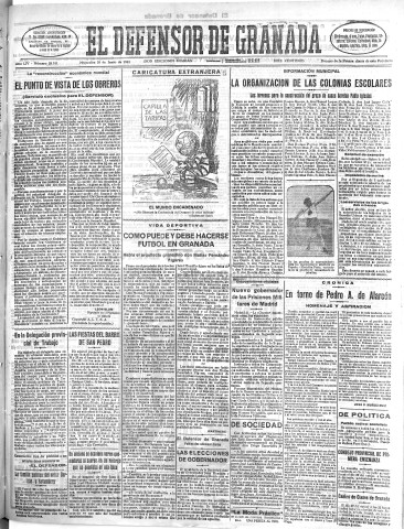 'El Defensor de Granada  : diario político independiente' - Año LIV Número 28741 Ed. Mañana - 1933 Junio 28