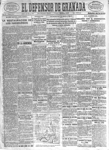 'El Defensor de Granada  : diario político independiente' - Año LIV Número 28742 Ed. Tarde - 1933 Julio 01