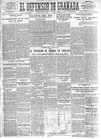 'El Defensor de Granada  : diario político independiente' - Año LIV Número 28761 Ed. Mañana - 1933 Julio 13
