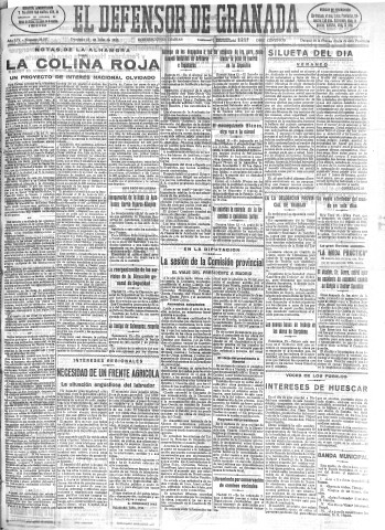 'El Defensor de Granada  : diario político independiente' - Año LIV Número 28767 Ed. Mañana - 1933 Julio 16
