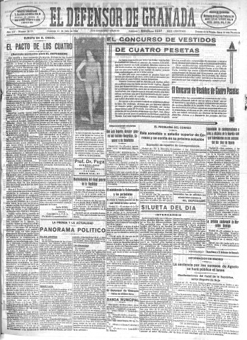 'El Defensor de Granada  : diario político independiente' - Año LIV Número 28779 Ed. Mañana - 1933 Julio 23