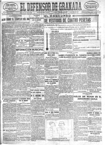 'El Defensor de Granada  : diario político independiente' - Año LIV Número 28781 Ed. Mañana - 1933 Julio 25