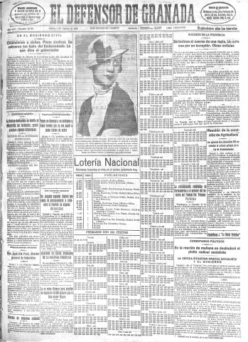 'El Defensor de Granada  : diario político independiente' - Año LIV Número 28794 Ed. Tarde - 1933 Agosto 01