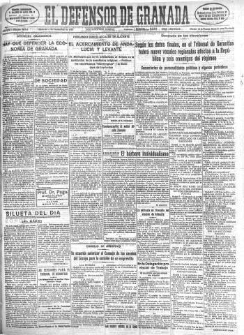 'El Defensor de Granada  : diario político independiente' - Año LIV Número 28854 Ed. Mañana - 1933 Septiembre 06