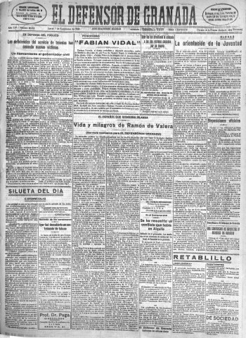 'El Defensor de Granada  : diario político independiente' - Año LIV Número 28856 Ed. Mañana - 1933 Septiembre 07