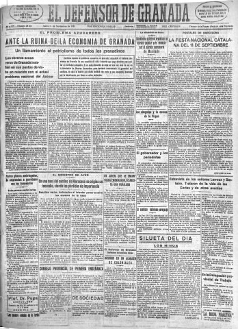 'El Defensor de Granada  : diario político independiente' - Año LIV Número 28868 Ed. Mañana - 1933 Septiembre 14