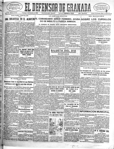 'El Defensor de Granada  : diario político independiente' - Año LIV Número 29004 Ed. Mañana - 1933 Diciembre 03