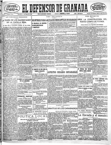 'El Defensor de Granada  : diario político independiente' - Año LV Número 29103 Ed. Mañana - 1934 Enero 31