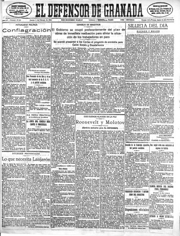 'El Defensor de Granada  : diario político independiente' - Año LV Número 29105 Ed. Mañana - 1934 Febrero 01