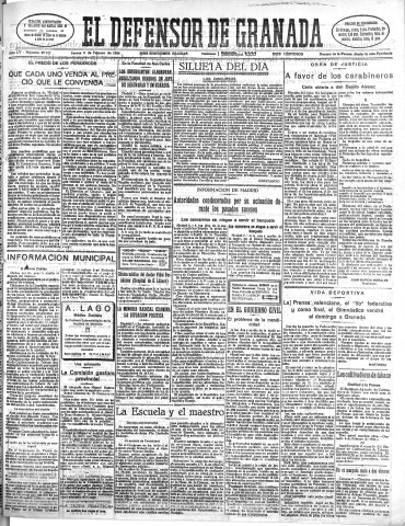 'El Defensor de Granada  : diario político independiente' - Año LV Número 29117 Ed. Mañana - 1934 Febrero 08