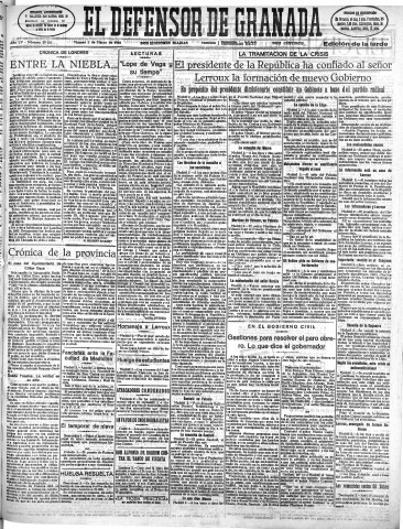 'El Defensor de Granada  : diario político independiente' - Año LV Número 29156 Ed. Tarde - 1934 Marzo 02