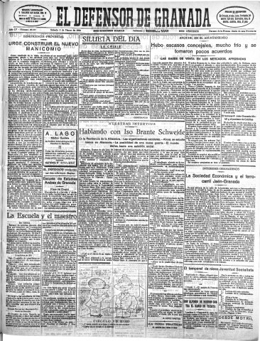 'El Defensor de Granada  : diario político independiente' - Año LV Número 29157 Ed. Mañana - 1934 Marzo 03