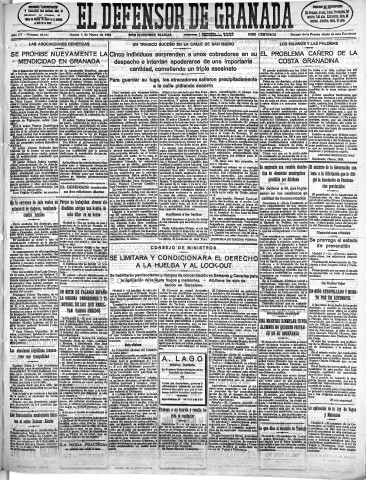 'El Defensor de Granada  : diario político independiente' - Año LV Número 29161 Ed. Mañana - 1934 Marzo 06
