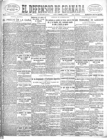 'El Defensor de Granada  : diario político independiente' - Año LV Número 29170 Ed. Tarde - 1934 Marzo 10