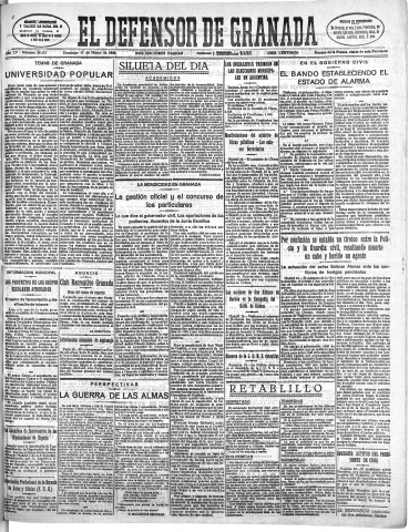 'El Defensor de Granada  : diario político independiente' - Año LV Número 29171 Ed. Mañana - 1934 Marzo 11