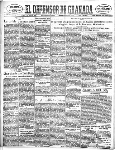 'El Defensor de Granada  : diario político independiente' - Año LV Número 29181 Ed. Mañana - 1934 Marzo 17