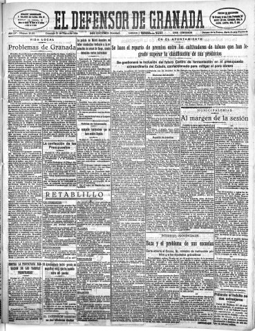 'El Defensor de Granada  : diario político independiente' - Año LV Número 29183 Ed. Mañana - 1934 Marzo 18