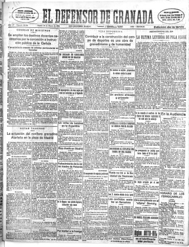'El Defensor de Granada  : diario político independiente' - Año LV Número 29186 Ed. Tarde - 1934 Marzo 20