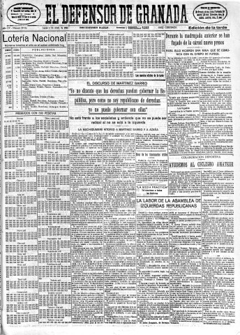 'El Defensor de Granada  : diario político independiente' - Año LV Número 29206 Ed. Tarde - 1934 Abril 02