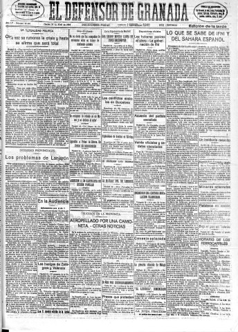 'El Defensor de Granada  : diario político independiente' - Año LV Número 29220 Ed. Tarde - 1934 Abril 10