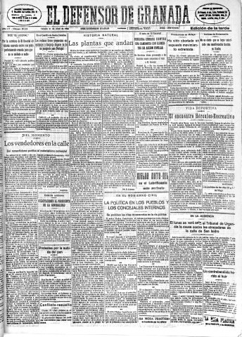 'El Defensor de Granada  : diario político independiente' - Año LV Número 29238 Ed. Tarde - 1934 Abril 21
