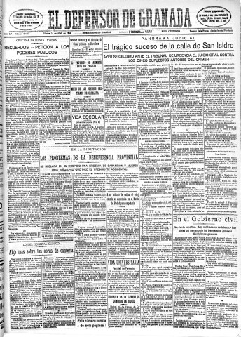 'El Defensor de Granada  : diario político independiente' - Año LV Número 29241 Ed. Mañana - 1934 Abril 24