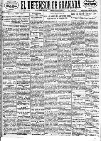 'El Defensor de Granada  : diario político independiente' - Año LV Número 29256 Ed. Tarde - 1934 Mayo 03