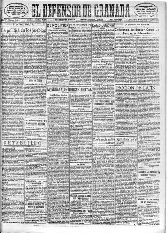'El Defensor de Granada  : diario político independiente' - Año LV Número 29261 Ed. Mañana - 1934 Mayo 06