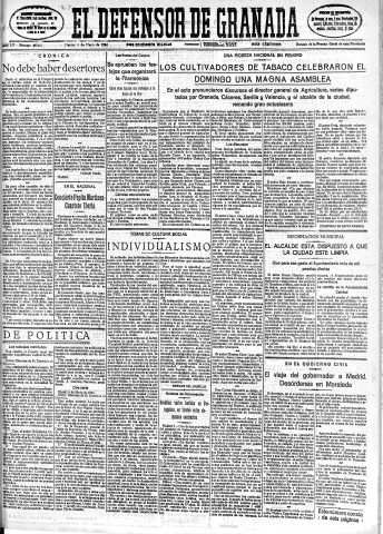 'El Defensor de Granada  : diario político independiente' - Año LV Número 29263 Ed. Mañana - 1934 Mayo 08