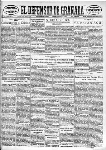 'El Defensor de Granada  : diario político independiente' - Año LV Número 29272 Ed. Mañana - 1934 Mayo 13