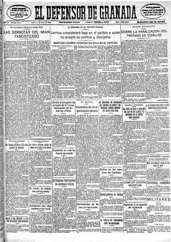 'El Defensor de Granada  : diario político independiente' - Año LV Número 29279 Ed. Tarde - 1934 Mayo 17