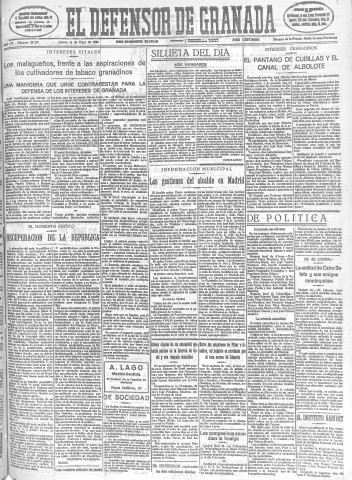 'El Defensor de Granada  : diario político independiente' - Año LV Número 29290 Ed. Mañana - 1934 Mayo 24