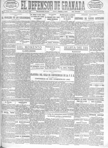'El Defensor de Granada  : diario político independiente' - Año LV Número 29296 Ed. Mañana - 1934 Mayo 27