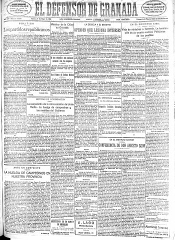 'El Defensor de Granada  : diario político independiente' - Año LV Número 29298 Ed. Mañana - 1934 Mayo 29