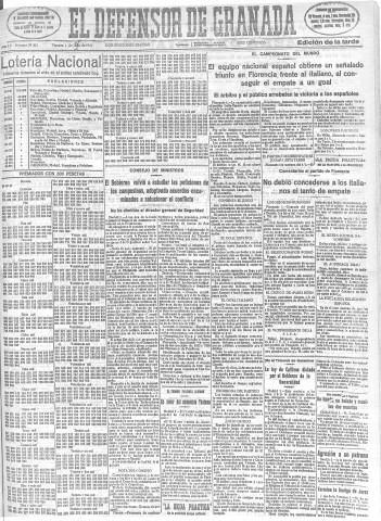 'El Defensor de Granada  : diario político independiente' - Año LV Número 29303 Ed. Tarde - 1934 Junio 01