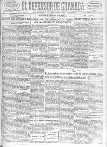 'El Defensor de Granada  : diario político independiente' - Año LV Número 29306 Ed. Mañana - 1934 Junio 03