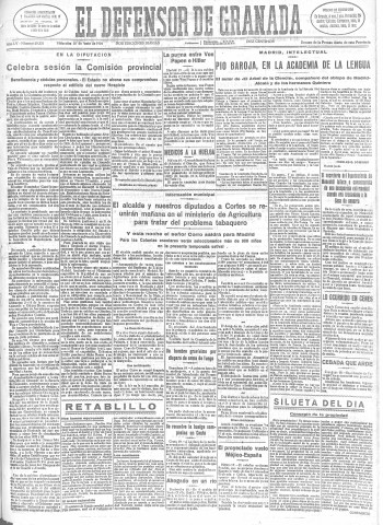 'El Defensor de Granada  : diario político independiente' - Año LV Número 29331 Ed. Mañana - 1934 Junio 20